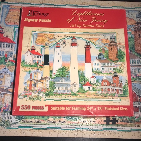 Heritage Jigsaw Puzzle 550 pc. Lighthouses of New Jersey 24" x 18" COMPLETE READ - Picture 12 of 16